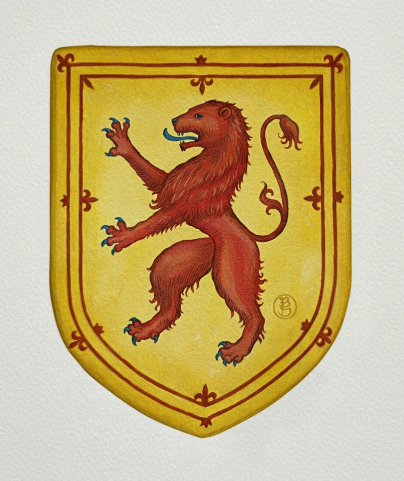 Lion Rampant of Scotland, Hand-Painted Coat of Arms