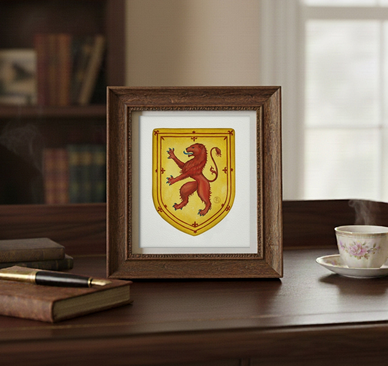 Lion Rampant of Scotland, Hand-Painted Coat of Arms