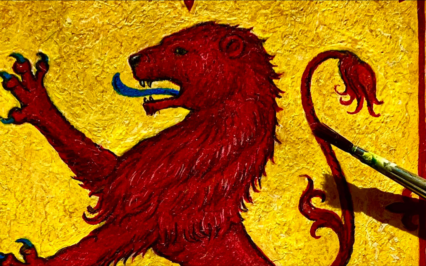 Lion Rampant of Scotland, Hand-Painted Coat of Arms